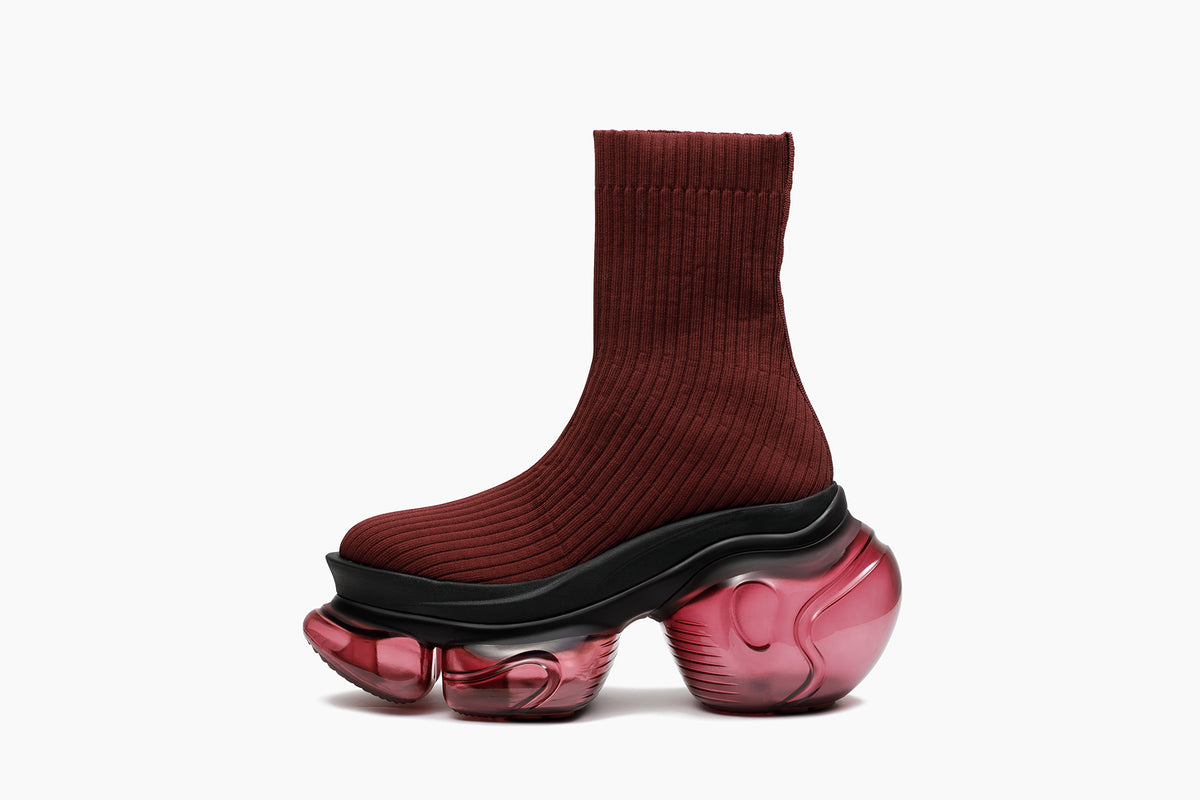grounds LOOPIE PETIT RIB SOCK BURGUNDY / BURGUNDY
