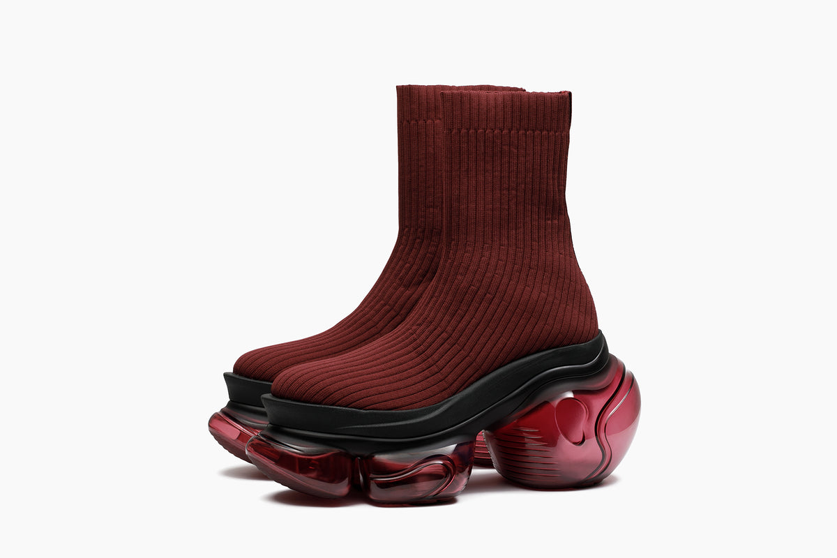 grounds LOOPIE PETIT RIB SOCK BURGUNDY / BURGUNDY
