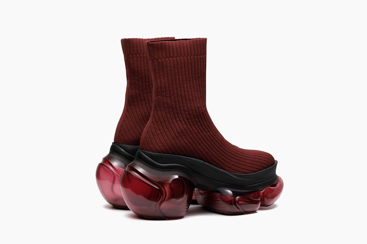 grounds LOOPIE PETIT RIB SOCK BURGUNDY / BURGUNDY