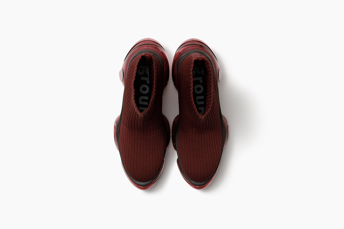 grounds LOOPIE PETIT RIB SOCK BURGUNDY / BURGUNDY
