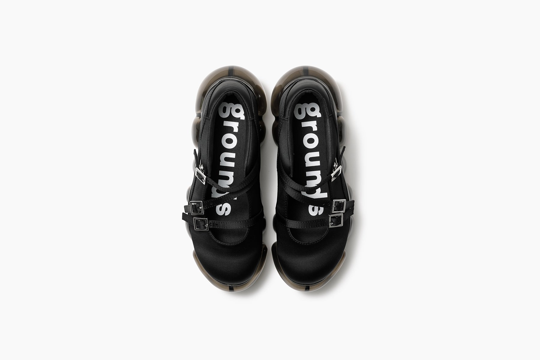grounds JEWELRY TRIPLE MARY JANE BLACK SATIN / BLACK