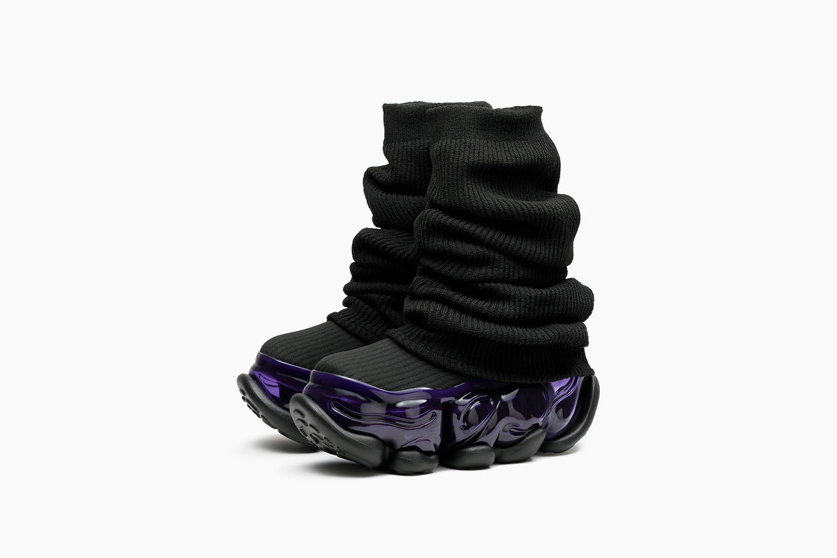 grounds SKYSCRAPER LOOSE SOCKS KNIT BLACK / PURPLE